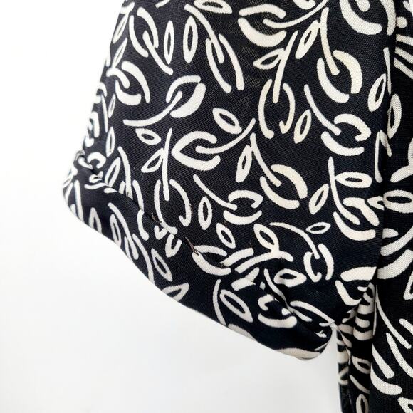 VTG Jessica Howard Black White Floral AOP Short Sleeve Knee Length Dress Size 6 - Picture 3 of 10